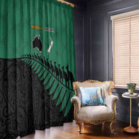 Australia New Zealand Rugby Window Curtain Green Aboriginal Wallabies and Maori Black Fern LT9 - Polynesian Pride