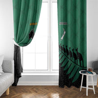 Australia New Zealand Rugby Window Curtain Green Aboriginal Wallabies and Maori Black Fern LT9 - Polynesian Pride