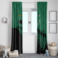 Australia New Zealand Rugby Window Curtain Green Aboriginal Wallabies and Maori Black Fern LT9 - Polynesian Pride