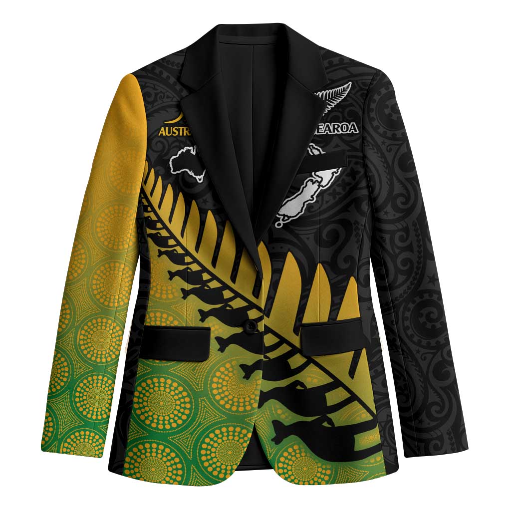 Australia New Zealand Rugby Custom Blazer Gradient Aboriginal Wallabies and Maori Black Fern LT9 Unisex Gradient - Polynesian Pride