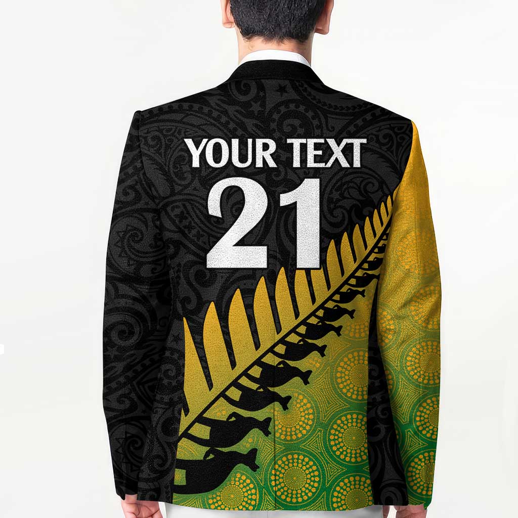 Australia New Zealand Rugby Custom Blazer Gradient Aboriginal Wallabies and Maori Black Fern LT9 - Polynesian Pride