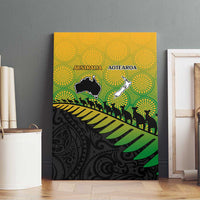 Australia New Zealand Rugby Canvas Wall Art Gradient Aboriginal Wallabies and Maori Black Fern - Polynesian Pride