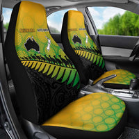 Australia New Zealand Rugby Car Seat Cover Gradient Aboriginal Wallabies and Maori Black Fern - Polynesian Pride