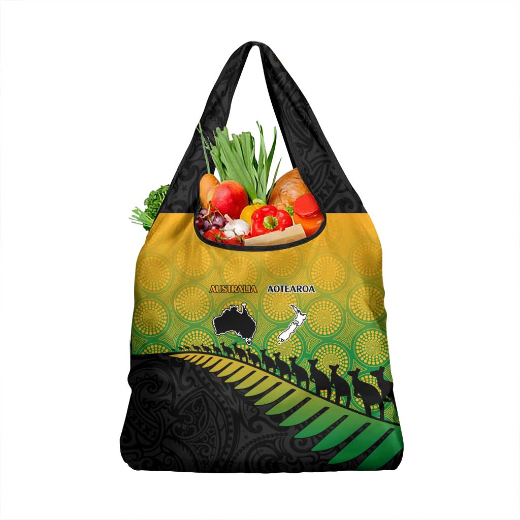 Australia New Zealand Rugby Grocery Bag Gradient Aboriginal Wallabies and Maori Black Fern - Polynesian Pride