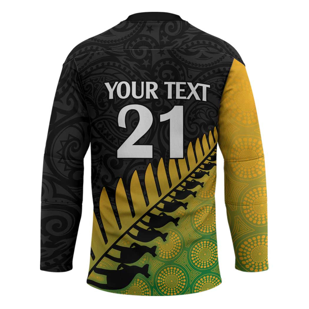 Australia New Zealand Rugby Hockey Jersey Gradient Aboriginal Wallabies and Maori Black Fern LT9 - Polynesian Pride