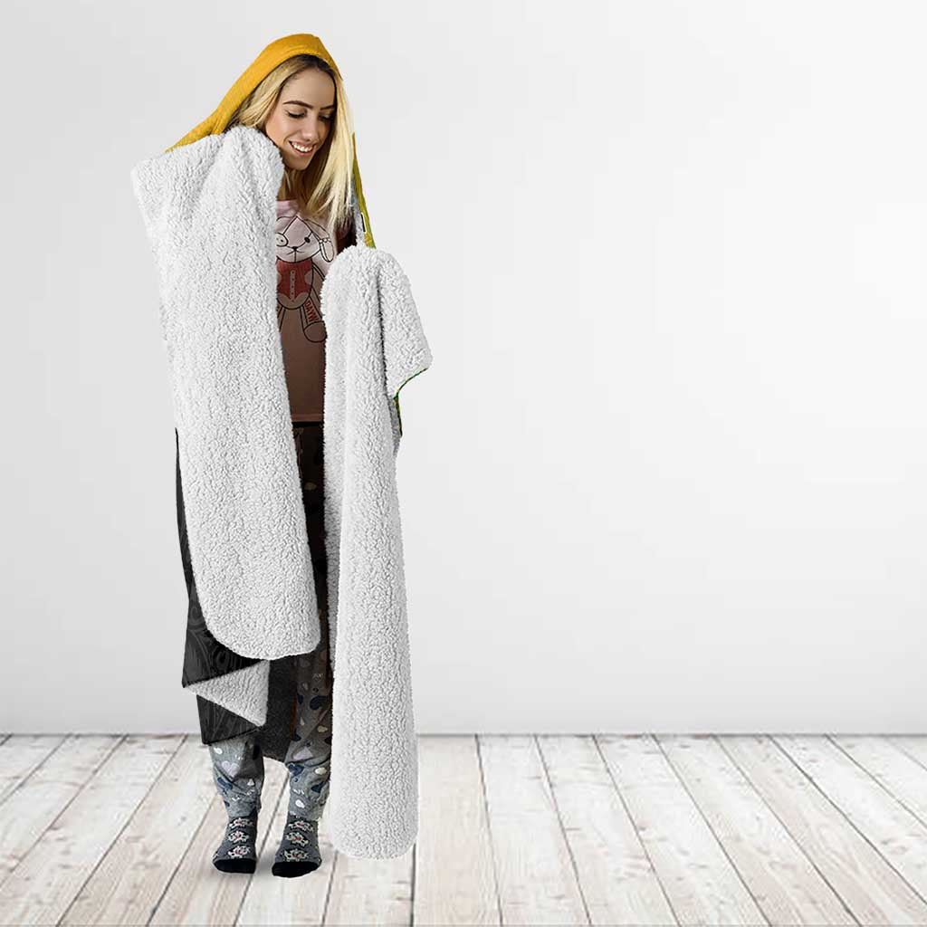 Australia New Zealand Rugby Hooded Blanket Gradient Aboriginal Wallabies and Maori Black Fern - Polynesian Pride