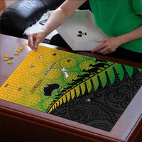 Australia New Zealand Rugby Puzzle Gradient Aboriginal Wallabies and Maori Black Fern - Polynesian Pride