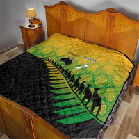 Australia New Zealand Rugby Quilt Gradient Aboriginal Wallabies and Maori Black Fern - Polynesian Pride