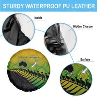 Australia New Zealand Rugby Spare Tire Cover Gradient Aboriginal Wallabies and Maori Black Fern - Polynesian Pride