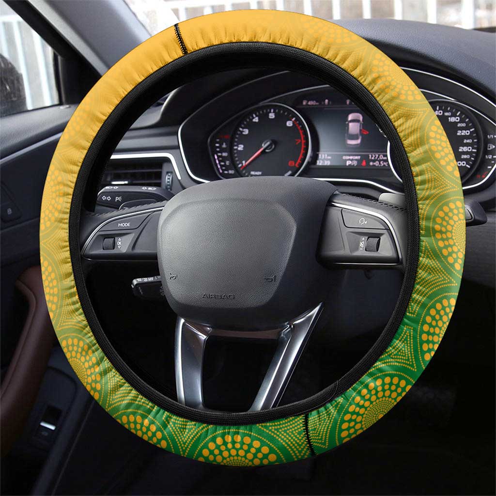 Australia New Zealand Rugby Steering Wheel Cover Gradient Aboriginal Wallabies and Maori Black Fern - Polynesian Pride