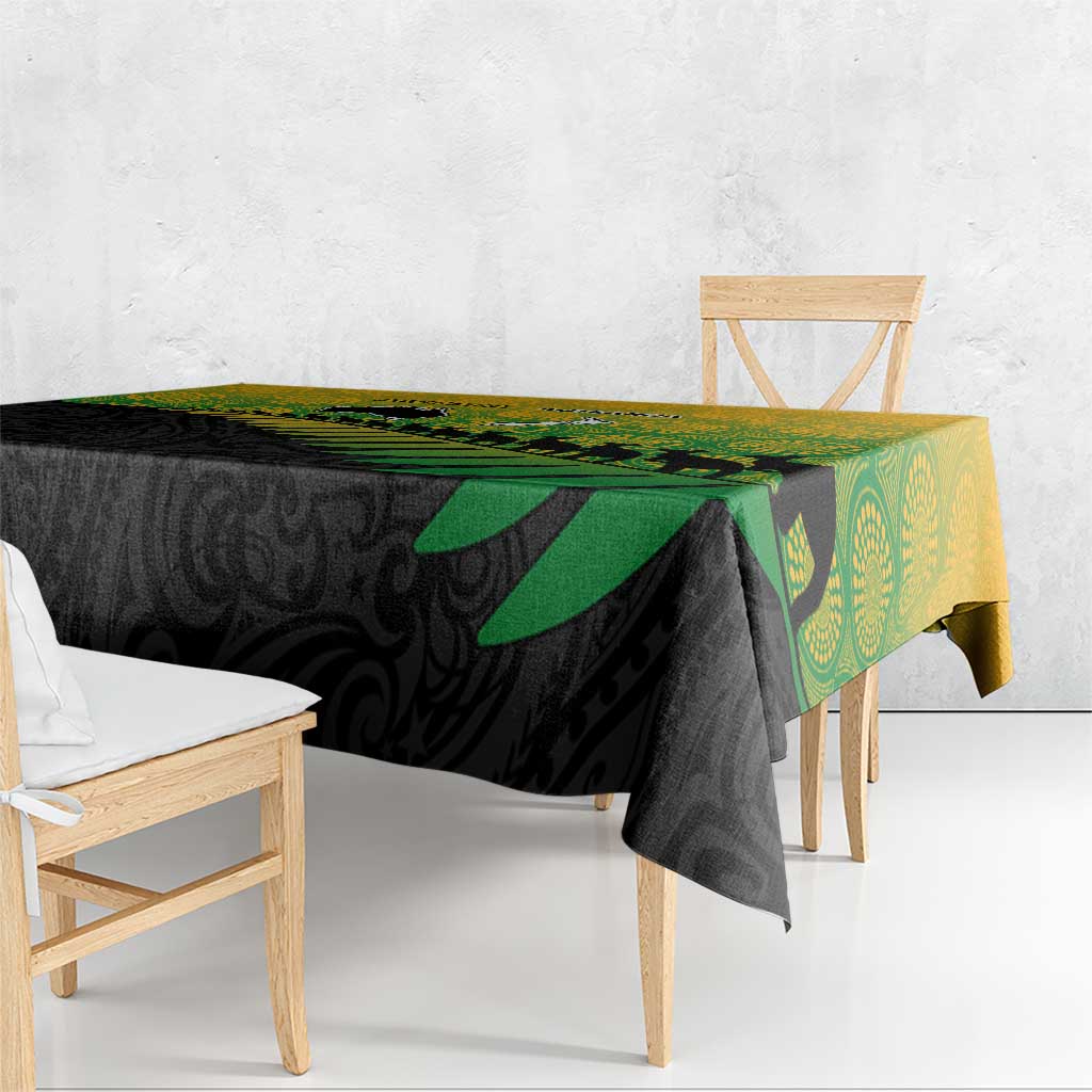 Australia New Zealand Rugby Tablecloth Gradient Aboriginal Wallabies and Maori Black Fern - Polynesian Pride