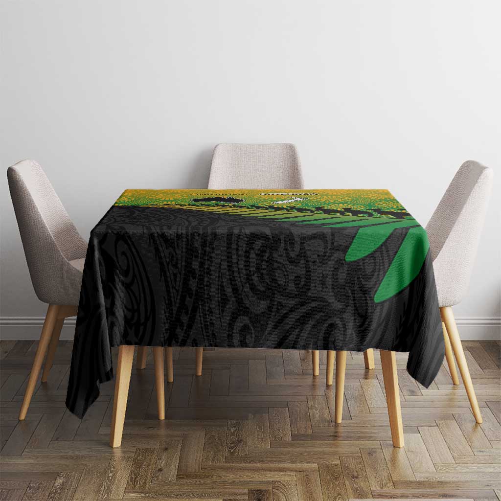 Australia New Zealand Rugby Tablecloth Gradient Aboriginal Wallabies and Maori Black Fern - Polynesian Pride