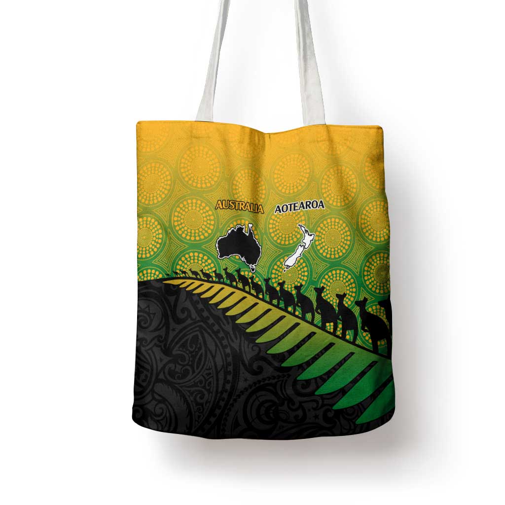 Australia New Zealand Rugby Tote Bag Gradient Aboriginal Wallabies and Maori Black Fern - Polynesian Pride