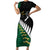 South Africa and Aotearoa Rugby Short Sleeve Bodycon Dress Springboks Black Fern Maori Vibe LT9 Long Dress Black - Polynesian Pride