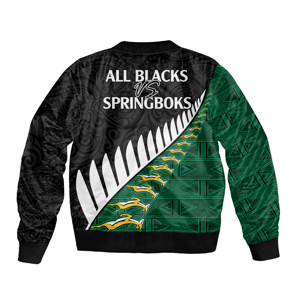 South Africa and Aotearoa Rugby Sleeve Zip Bomber Jacket Springboks Black Fern Maori Vibe LT9 - Polynesian Pride