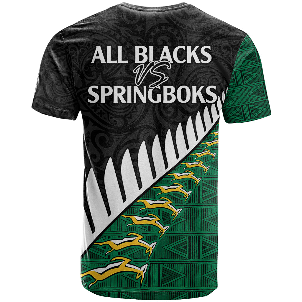 South Africa and Aotearoa Rugby T Shirt Springboks Black Fern Maori Vibe LT9 - Polynesian Pride
