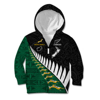 Custom South Africa and Aotearoa Rugby Kid Hoodie Springboks Black Fern Maori Vibe LT9 - Polynesian Pride