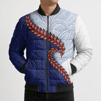 Ula Fala Red Samoa Chief Bomber Puffer Jacket Samoan Art Black Tribal