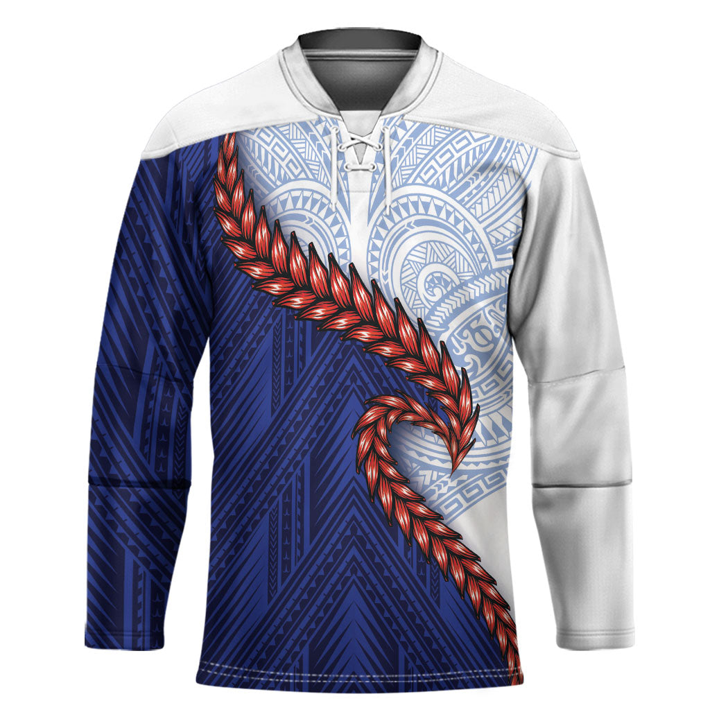 Ula Fala Red Samoa Chief Hockey Jersey Samoan Art Black Tribal