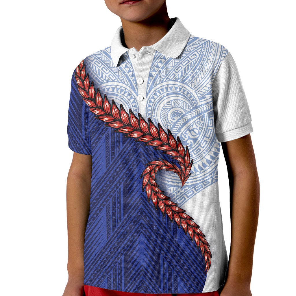 Ula Fala Red Samoa Chief Kid Polo Shirt Samoan Art Black Tribal