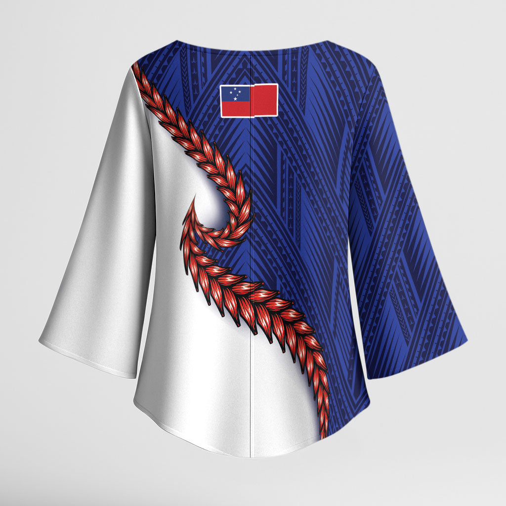 Ula Fala Red Samoa Chief Kimono Sleeve Blouse Samoan Art Black Tribal