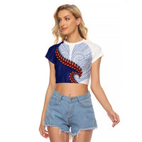 Ula Fala Red Samoa Chief Raglan Cropped T Shirt Samoan Art Black Tribal