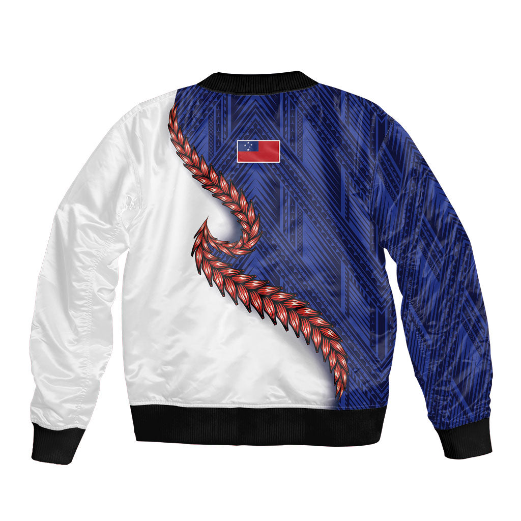 Ula Fala Red Samoa Chief Sleeve Zip Bomber Jacket Samoan Art Black Tribal