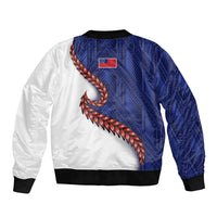 Ula Fala Red Samoa Chief Sleeve Zip Bomber Jacket Samoan Art Black Tribal