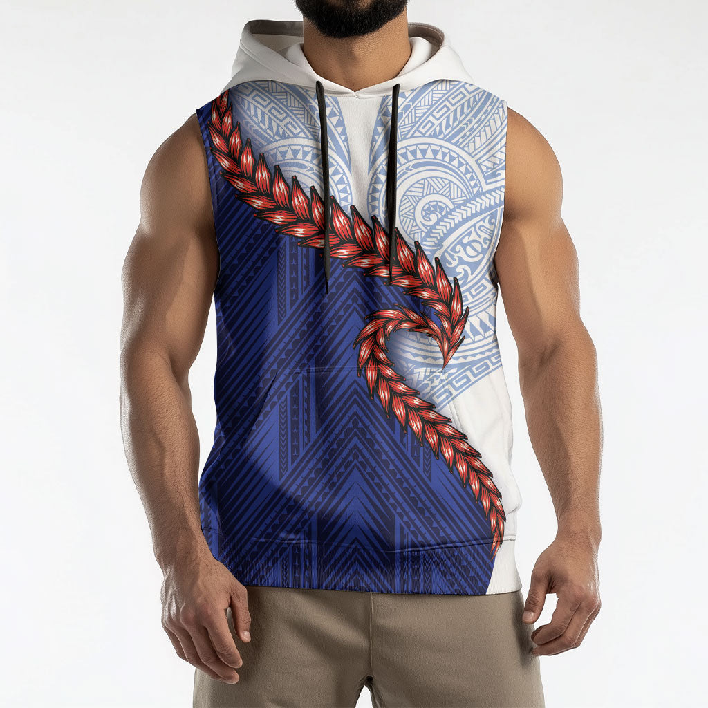 Ula Fala Red Samoa Chief Sleeveless Hoodie Samoan Art Black Tribal