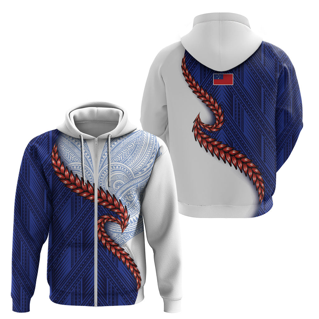 Ula Fala Red Samoa Chief Zip Hoodie Samoan Art Black Tribal