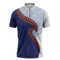 Ula Fala Red Samoa Chief Zipper Polo Shirt Samoan Art Black Tribal