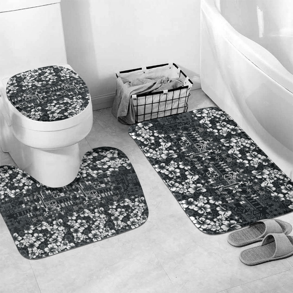 Black Hawaiian Tapa Tribal Hibiscus Bathroom Set
