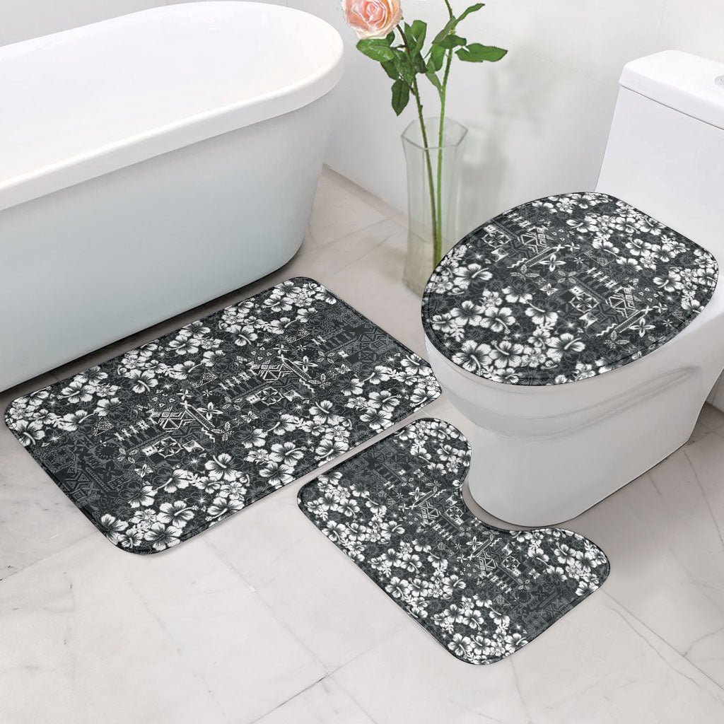 Black Hawaiian Tapa Tribal Hibiscus Bathroom Set
