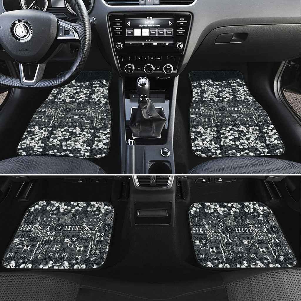 Black Hawaiian Tapa Tribal Hibiscus Car Mats