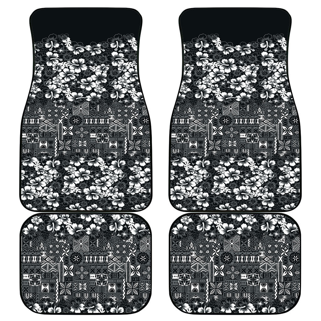 Black Hawaiian Tapa Tribal Hibiscus Car Mats