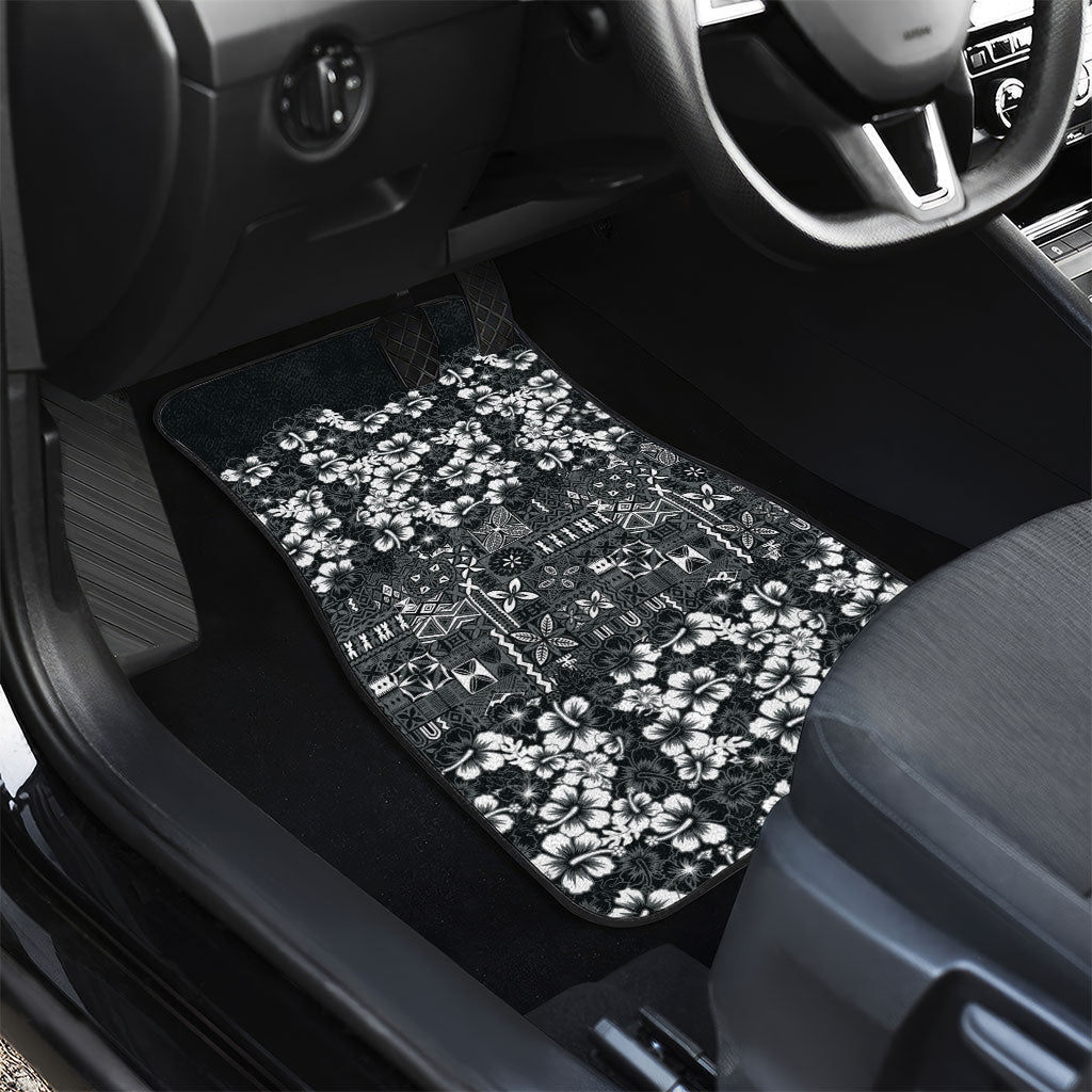 Black Hawaiian Tapa Tribal Hibiscus Car Mats