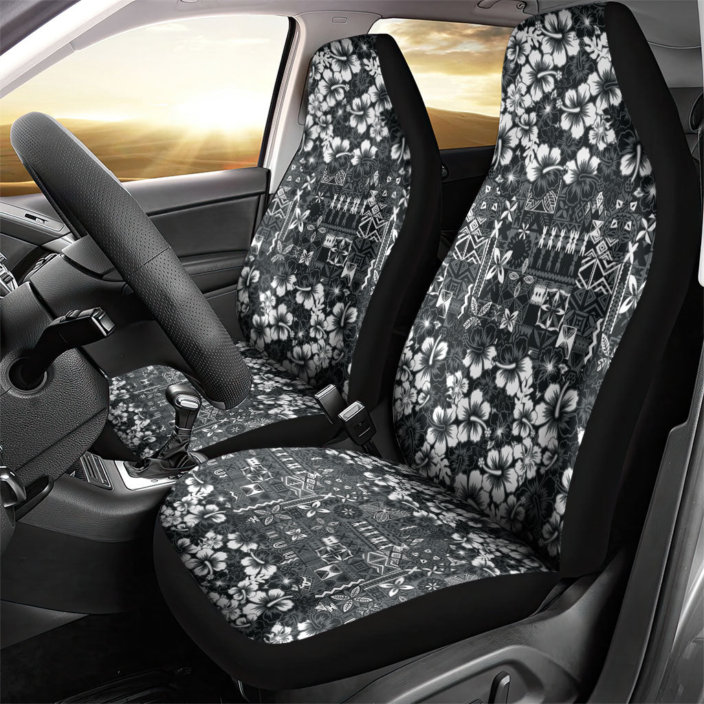 Black Hawaiian Tapa Tribal Hibiscus Car Seat Cover