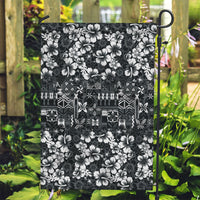 Black Hawaiian Tapa Tribal Hibiscus Garden Flag