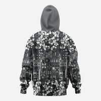 Black Hawaiian Tapa Tribal Hibiscus Hoodie