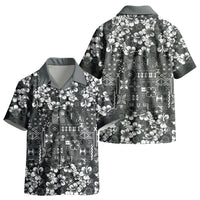 Black Hawaiian Tapa Tribal Hibiscus Kid Hawaiian Shirt