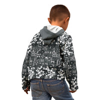 Black Hawaiian Tapa Tribal Hibiscus Kid Hoodie
