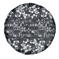Black Hawaiian Tapa Tribal Hibiscus Spare Tire Cover
