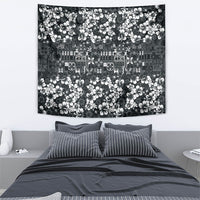 Black Hawaiian Tapa Tribal Hibiscus Tapestry