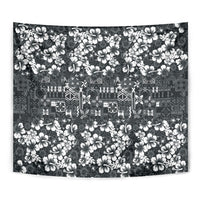 Black Hawaiian Tapa Tribal Hibiscus Tapestry