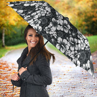 Black Hawaiian Tapa Tribal Hibiscus Umbrella