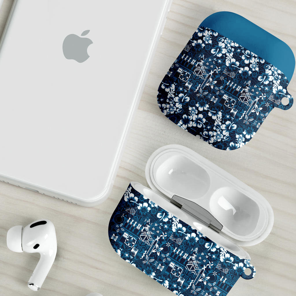 Blue Hawaiian Tapa Tribal Hibiscus AirPods Case