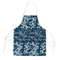 Blue Hawaiian Tapa Tribal Hibiscus Apron