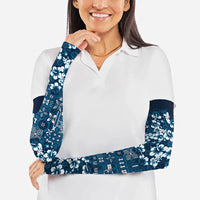 Blue Hawaiian Tapa Tribal Hibiscus Arm Sleeves