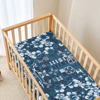Blue Hawaiian Tapa Tribal Hibiscus Baby Bed Cover LT9 - Polynesian Pride