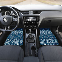 Blue Hawaiian Tapa Tribal Hibiscus Car Mats